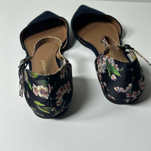 Atmosphere Floral Navy Ankle Strap Flats - Picture 2 of 5